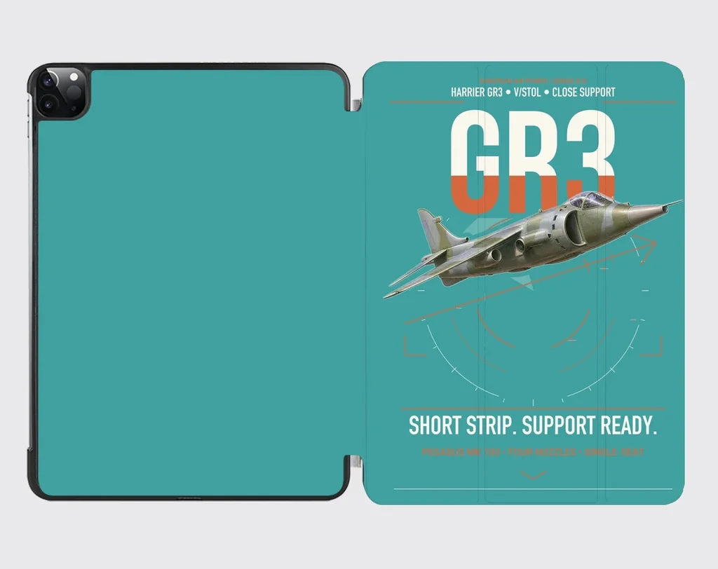 Hawker Siddeley Harrier GR3 design on turquoise ipad tablet case