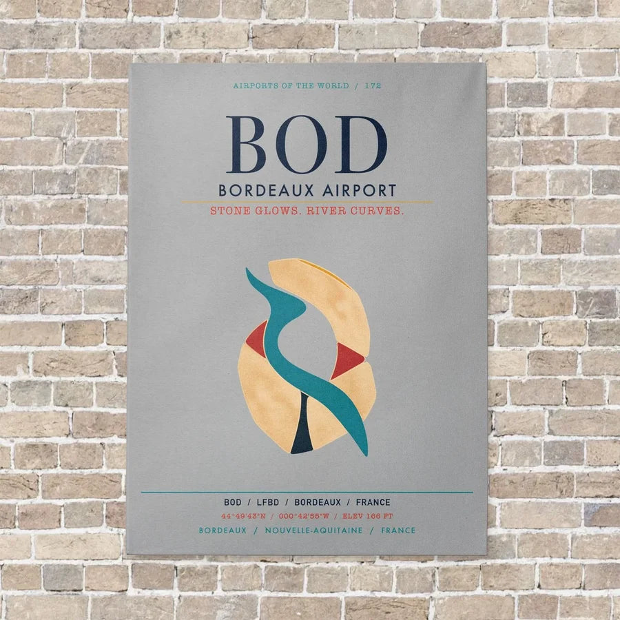 Bordeaux Airport BOD vertical canvas print - no frame - light gray background