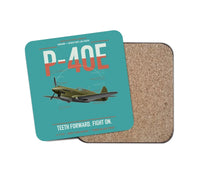 Thumbnail for P-40E Warhawk design on turquoise 1 piece coaster