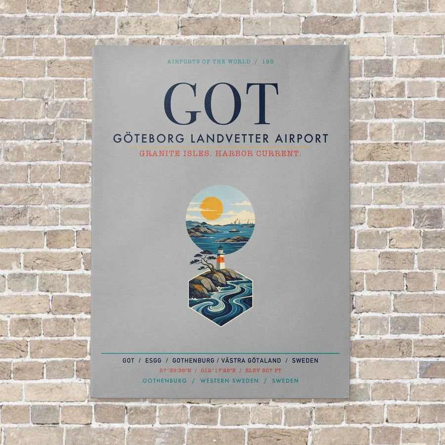 Göteborg Landvetter Airport GOT vertical canvas print - no frame - light gray background