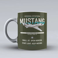 Thumbnail for Cessna Citation Mustang design on green army ceramic mug, double-side print