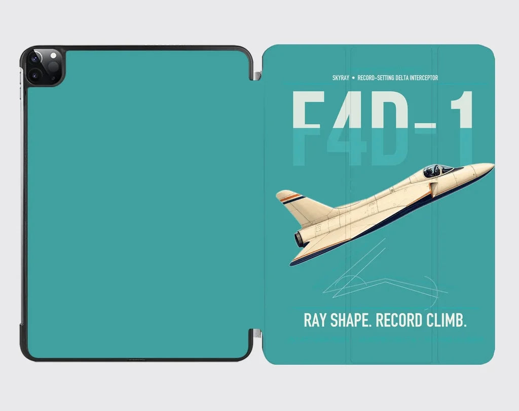 F4D-1 Skyray design on turquoise ipad tablet case