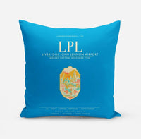 Thumbnail for Liverpool John Lennon Airport (LPL) design on turquoise pillow