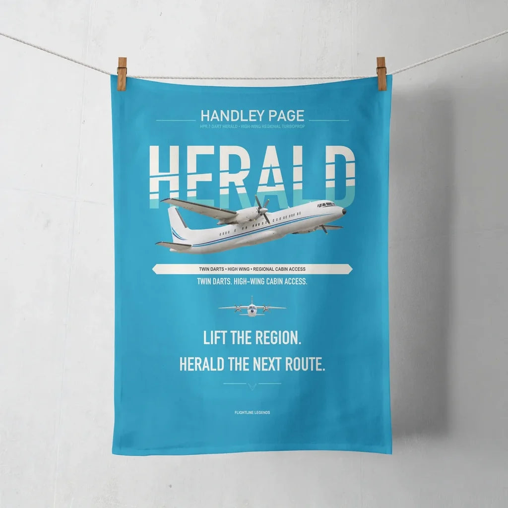 Handley Page HPR.7 Dart Herald design on turquoise towel