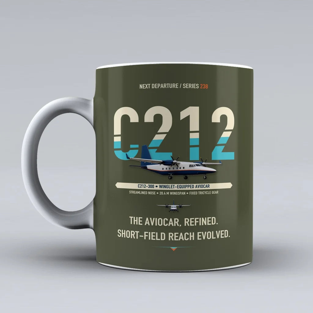 C-212-300 Aviocar Mug design on green army casa