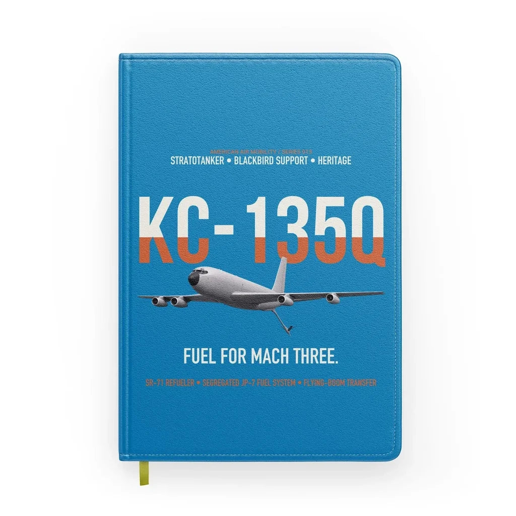 KC-135Q Blackbird Tanker design on turquoise notebook