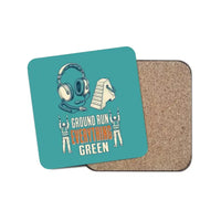 Thumbnail for Ground Run Everything Green design on turquoise 1 piece coaster