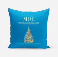 Thumbnail for Mandalay International Airport (MDL) design on turquoise pillow
