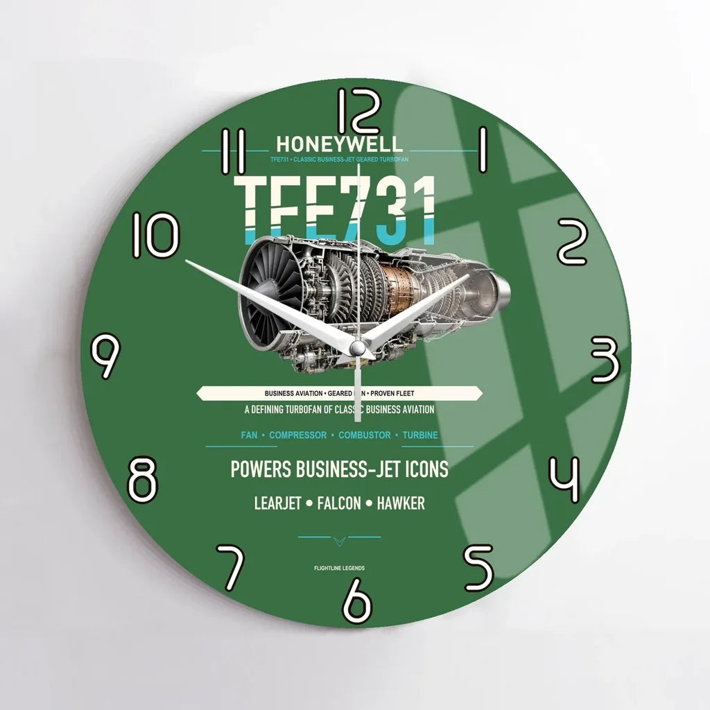 TFE731 design on green no frame wall clock