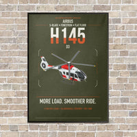 Thumbnail for Airbus H145 D3 vertical canvas print - framed - green army background