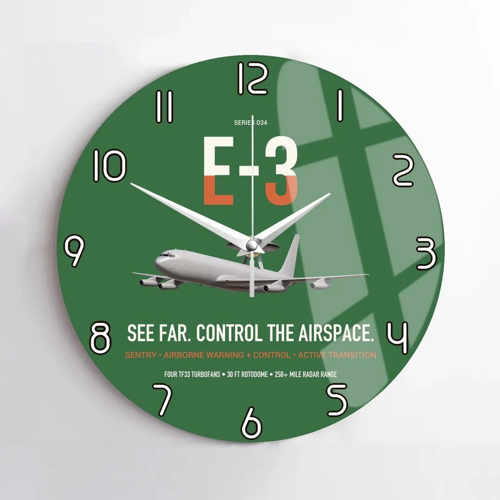 E-3 Sentry AWACS design on green no frame wall clock