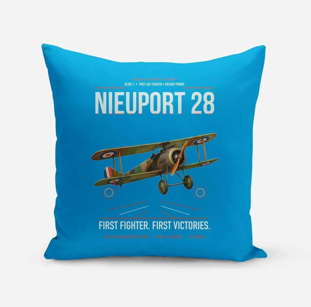 Nieuport 28C.1 design on turquoise pillow