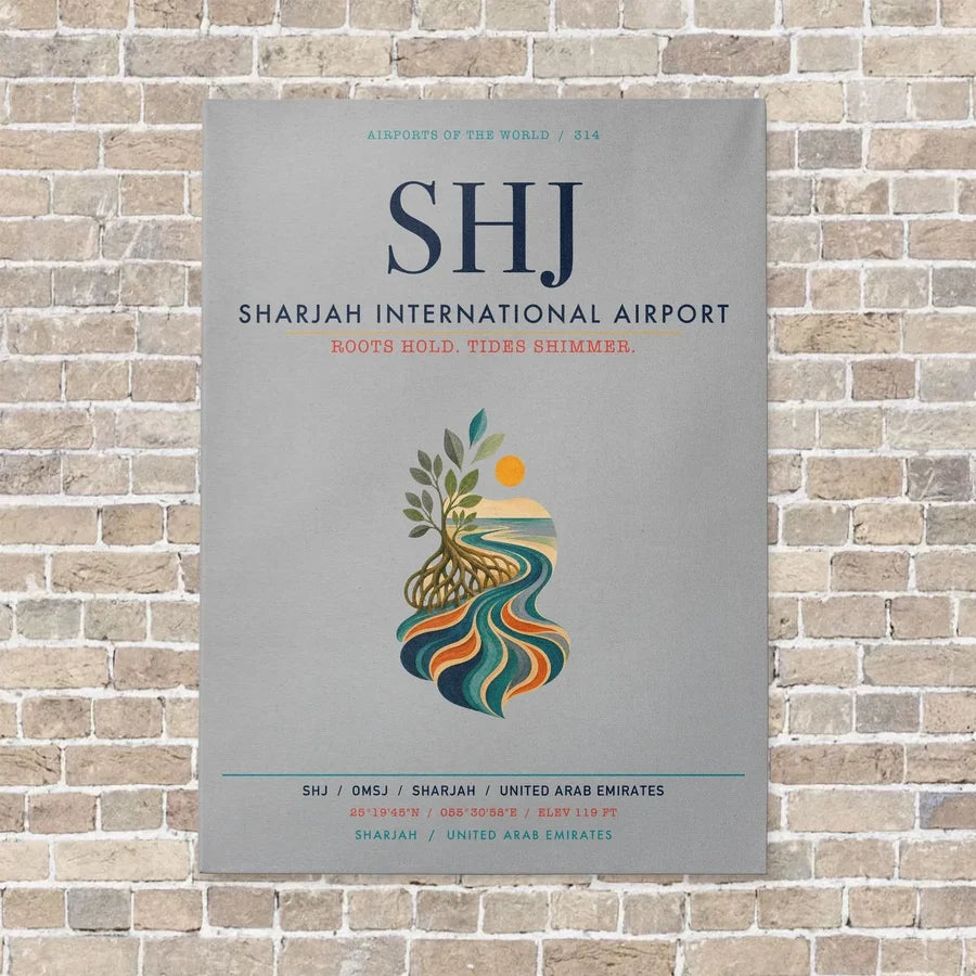 Sharjah International Airport SHJ vertical canvas print - no frame - light gray background