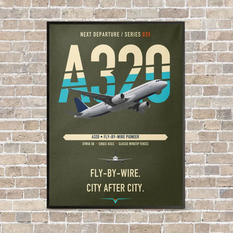 Airbus A320 vertical canvas print - framed - green army background
