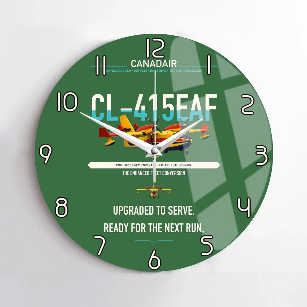 Canadair CL-415EAF design on green no frame wall clock