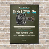 Thumbnail for TRENT XWB-84 vertical canvas print - framed - green army background