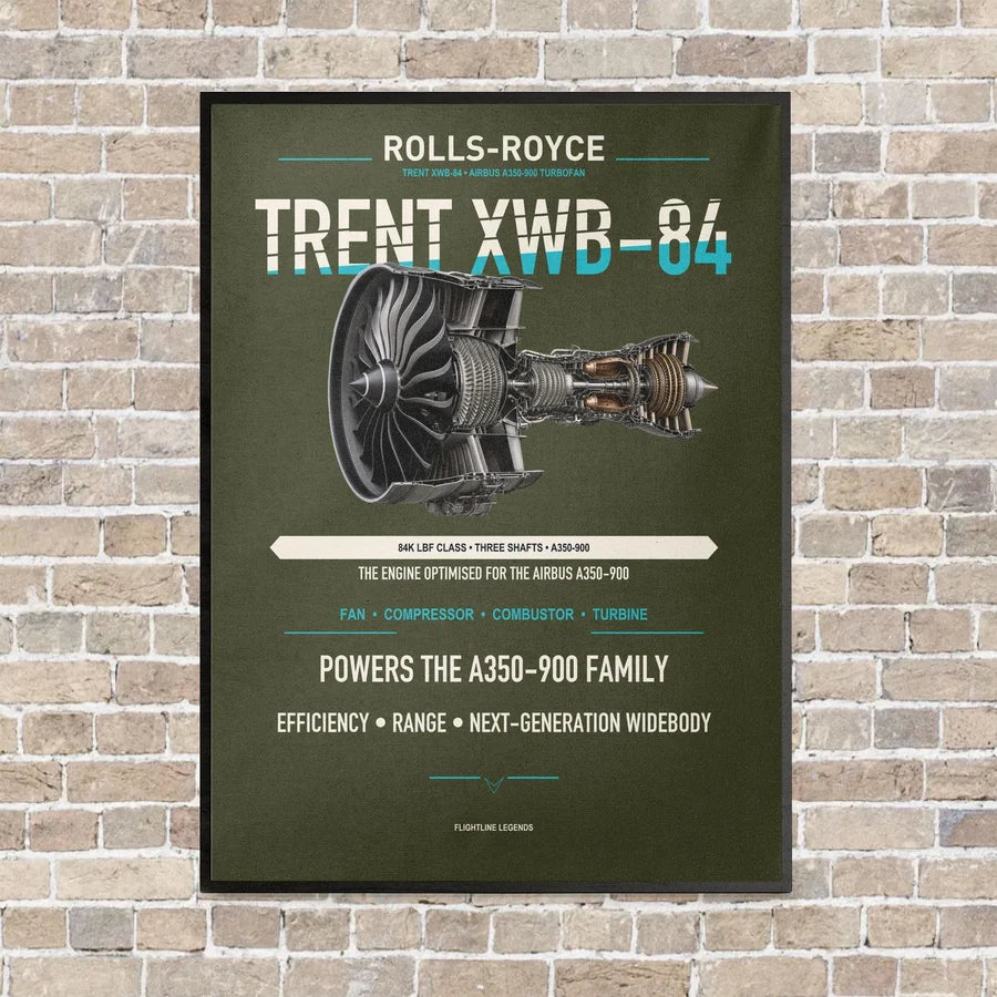TRENT XWB-84 vertical canvas print - framed - green army background