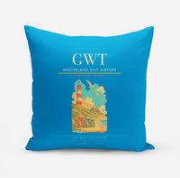 Thumbnail for Westerland Sylt Airport (GWT) design on turquoise pillow