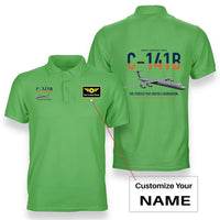 Thumbnail for C-141B Starlifter design on light green+name double-side polo t-shirt, double-side print