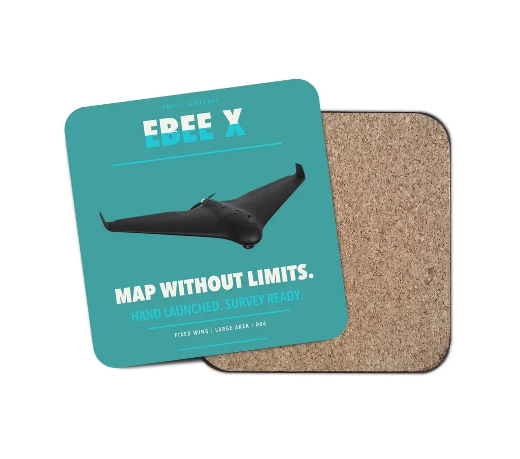 AgEagle eBee X design on turquoise 1 piece coaster