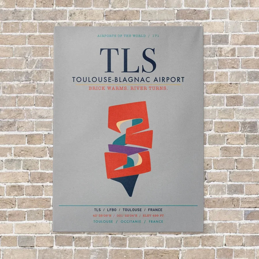 Toulouse-Blagnac Airport TLS vertical canvas print - no frame - light gray background