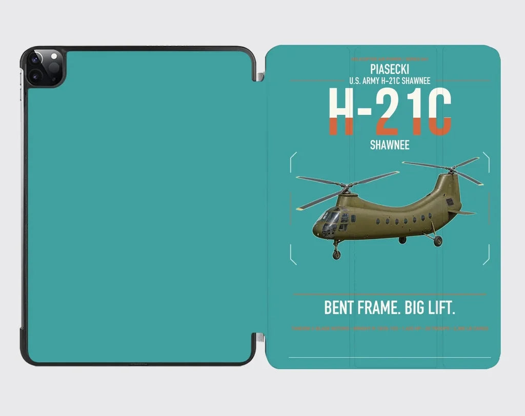 Piasecki H-21C Shawnee design on turquoise ipad tablet case