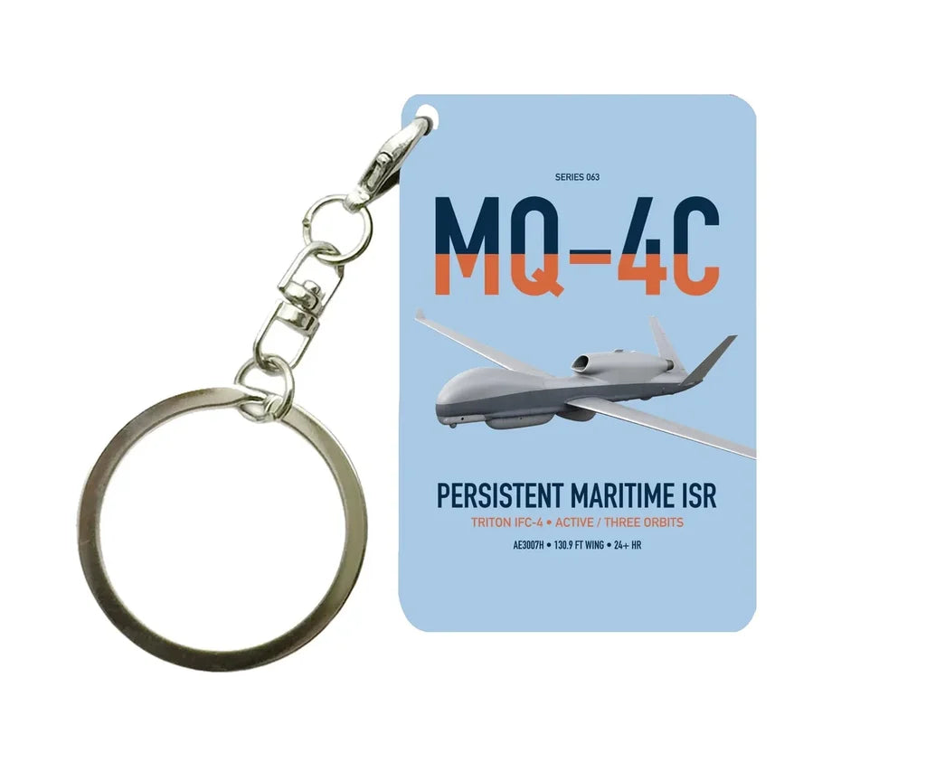 MQ-4C Triton IFC-4 design on light blue designed key chain, double-side print