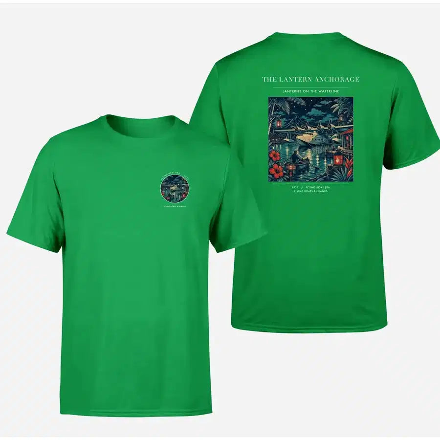 VINTAGE G4187 - The Lantern Anchorage - Double-Side T-Shirt design on green double side t shirt