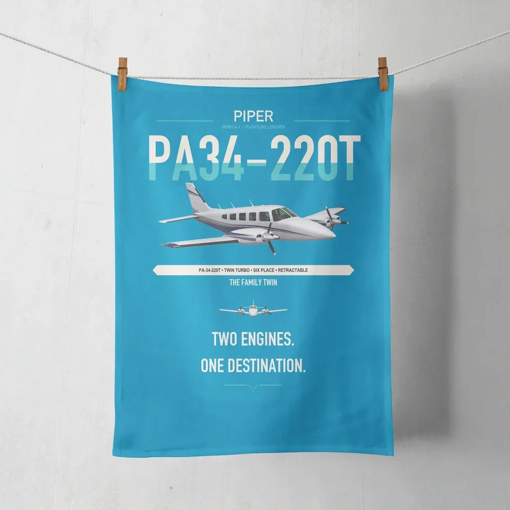 Piper PA-34-220T Seneca V design on turquoise towel