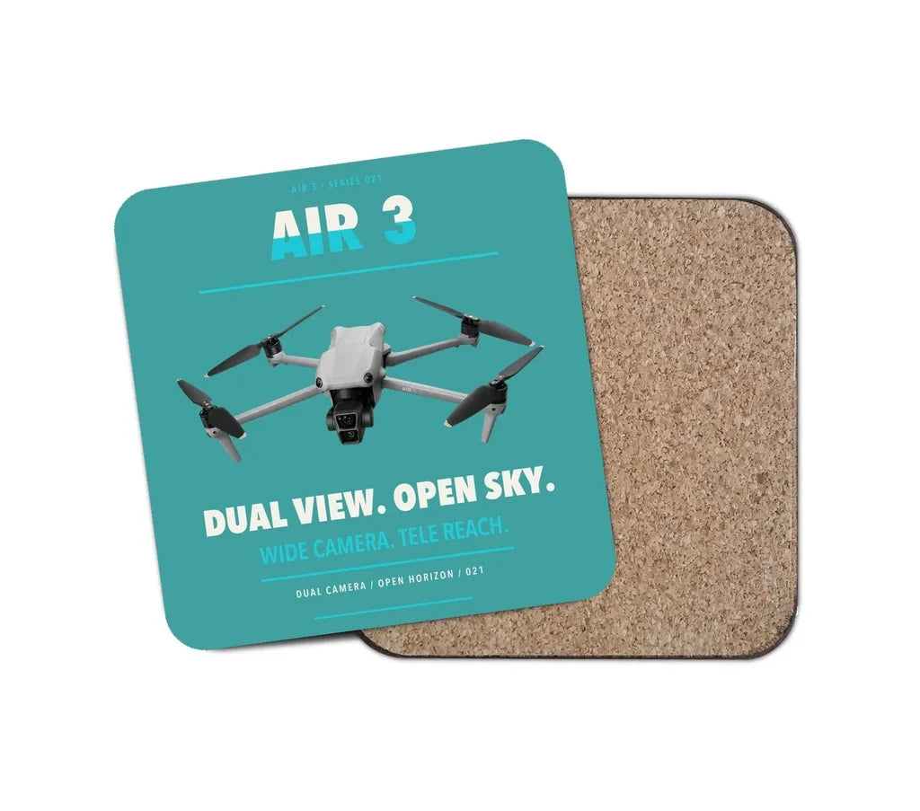 DJI Air 3 design on turquoise 1 piece coaster