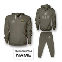 Thumbnail for Aviation Alphabet 2 Zipped Hoodie - Dark Green + Name (Customizable)