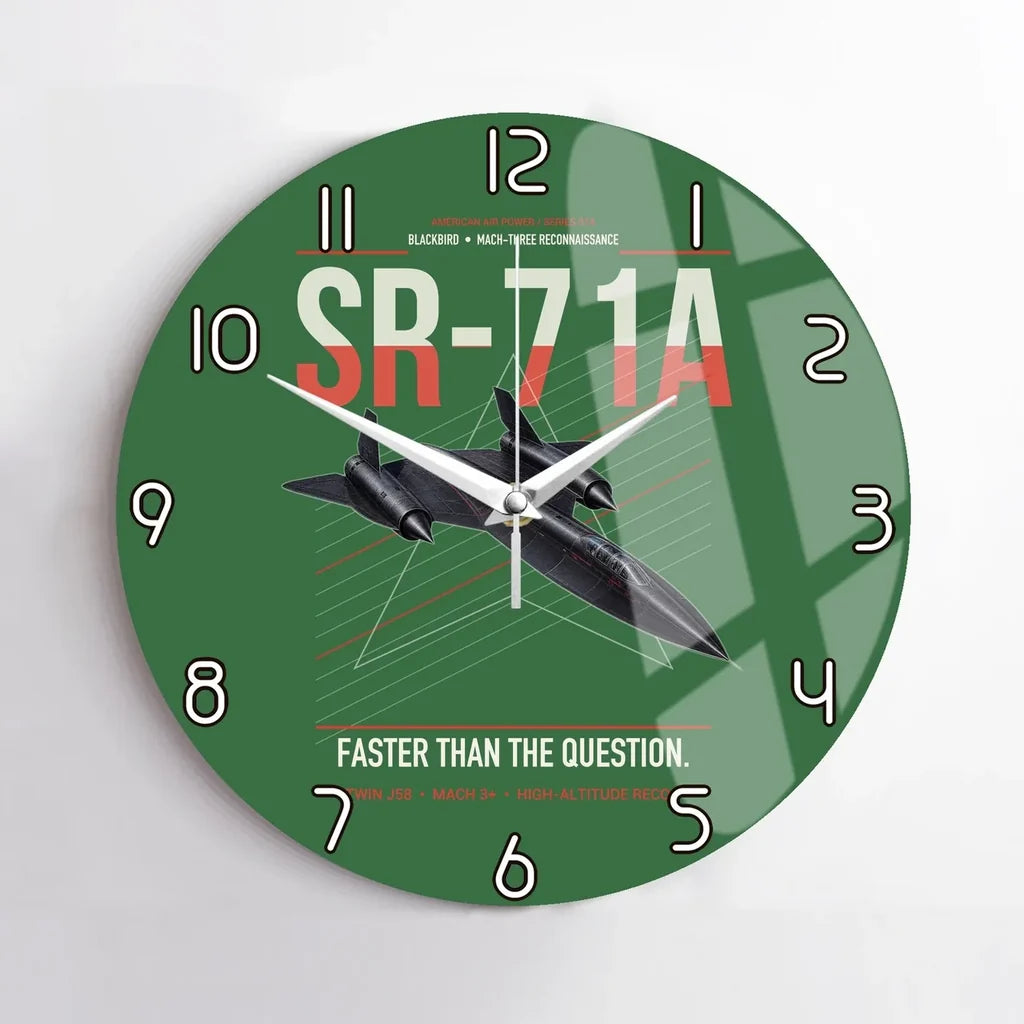 SR-71A Blackbird design on green no frame wall clock
