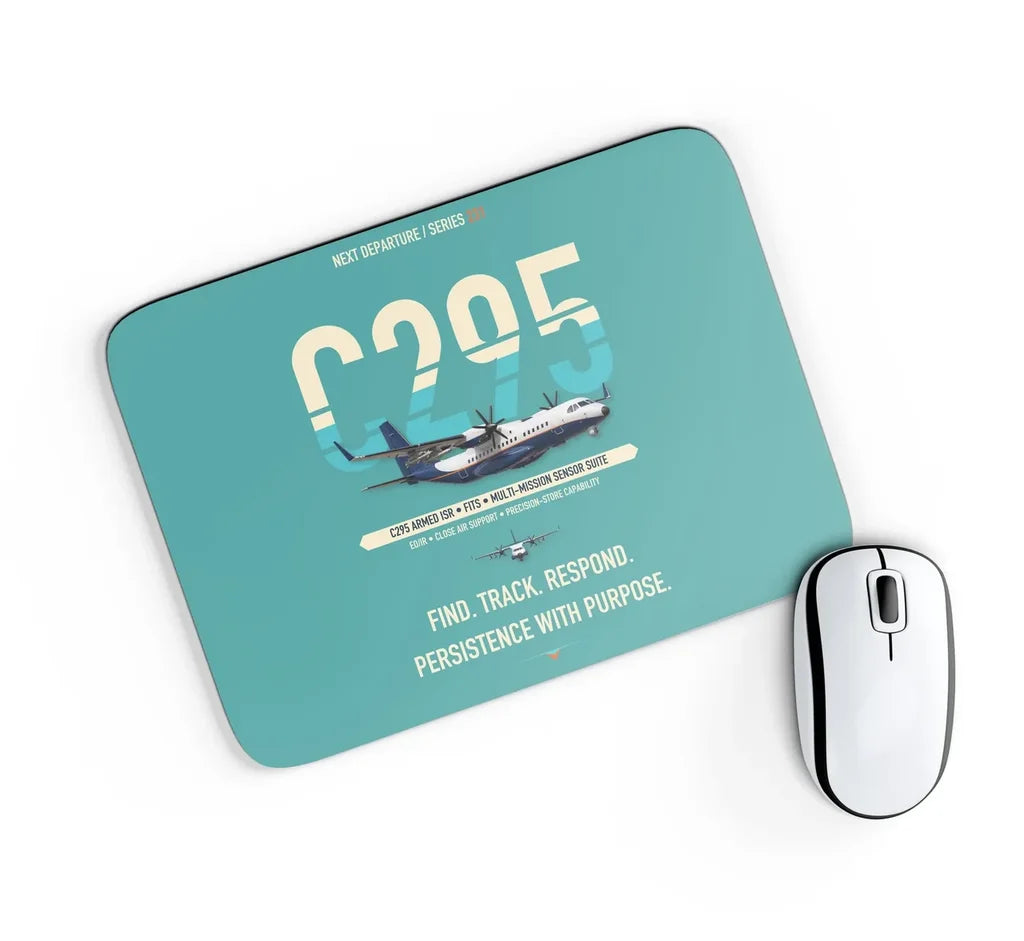 Airbus C295 Armed ISR design on turquoise rectangle mouse pad