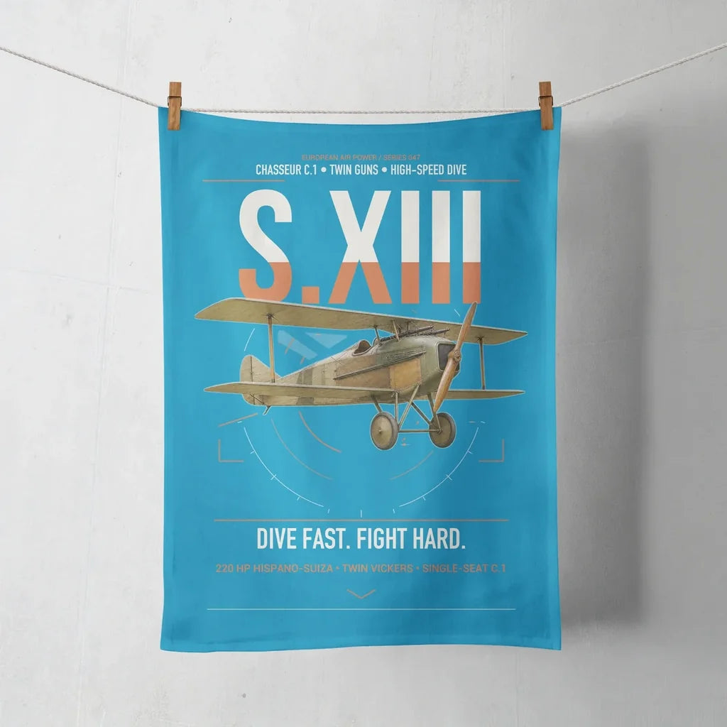 SPAD S.XIII C.1 design on turquoise towel