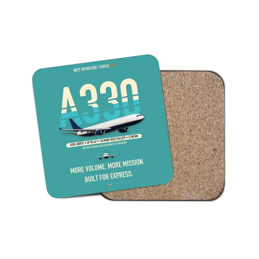 Airbus A330-300P2F design on turquoise 1 piece coaster