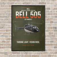 Thumbnail for Bell 505 Jet Ranger X vertical canvas print - framed - green army background