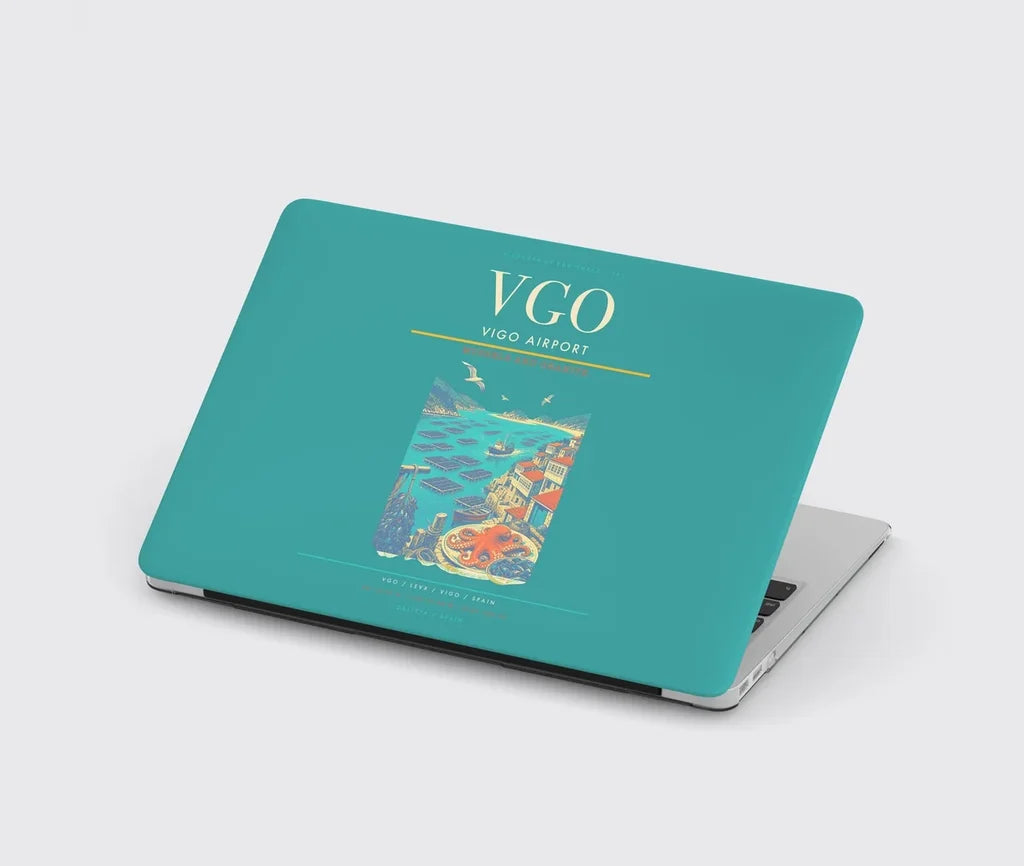 Vigo Airport (VGO) design on turquoise MacBook case