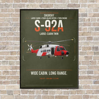 Thumbnail for Sikorsky S-92A vertical canvas print - framed - green army background