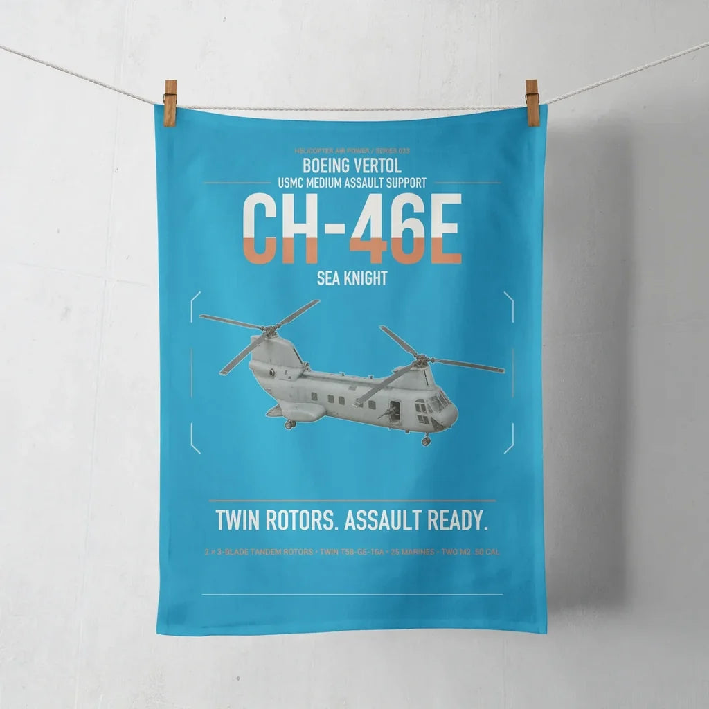 Boeing Vertol CH-46E Sea Knight design on turquoise towel