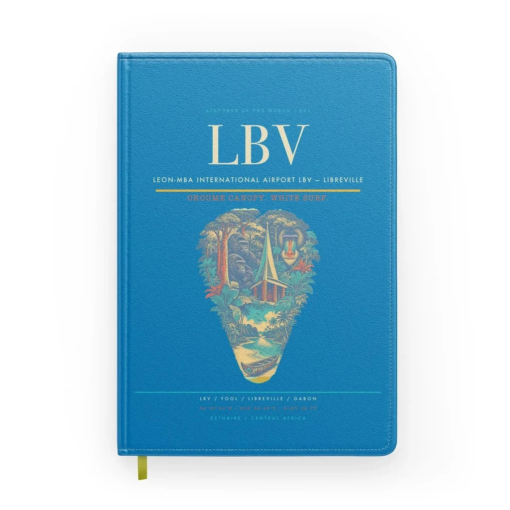 Leon-Mba International Airport (LBV) design on turquoise notebook
