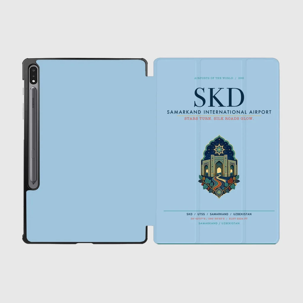Samarkand International Airport (SKD) design on light blue samsung tablet tablet case