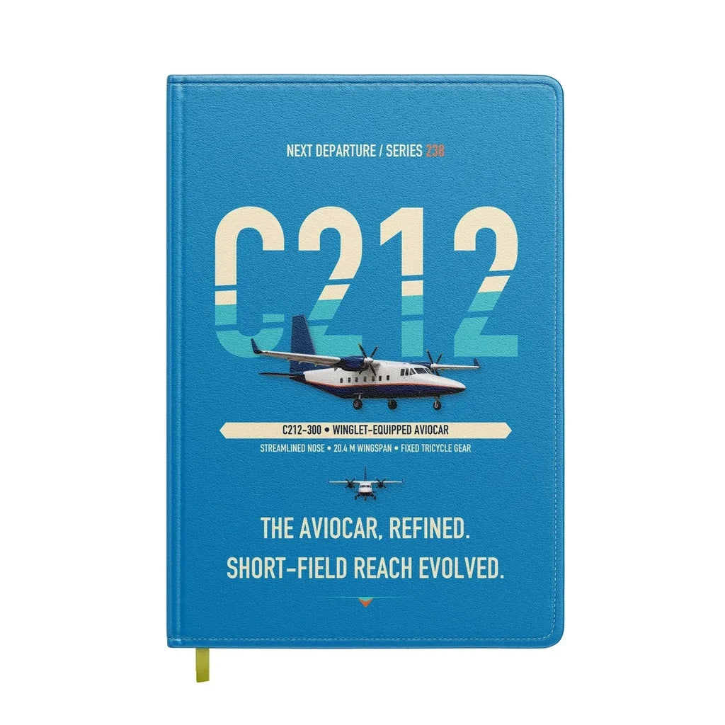 CASA C-212-300 Aviocar design on turquoise notebook