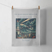 Thumbnail for VINTAGE G4248 - The Night Freight Departure - Designed Towels design on lightgray
