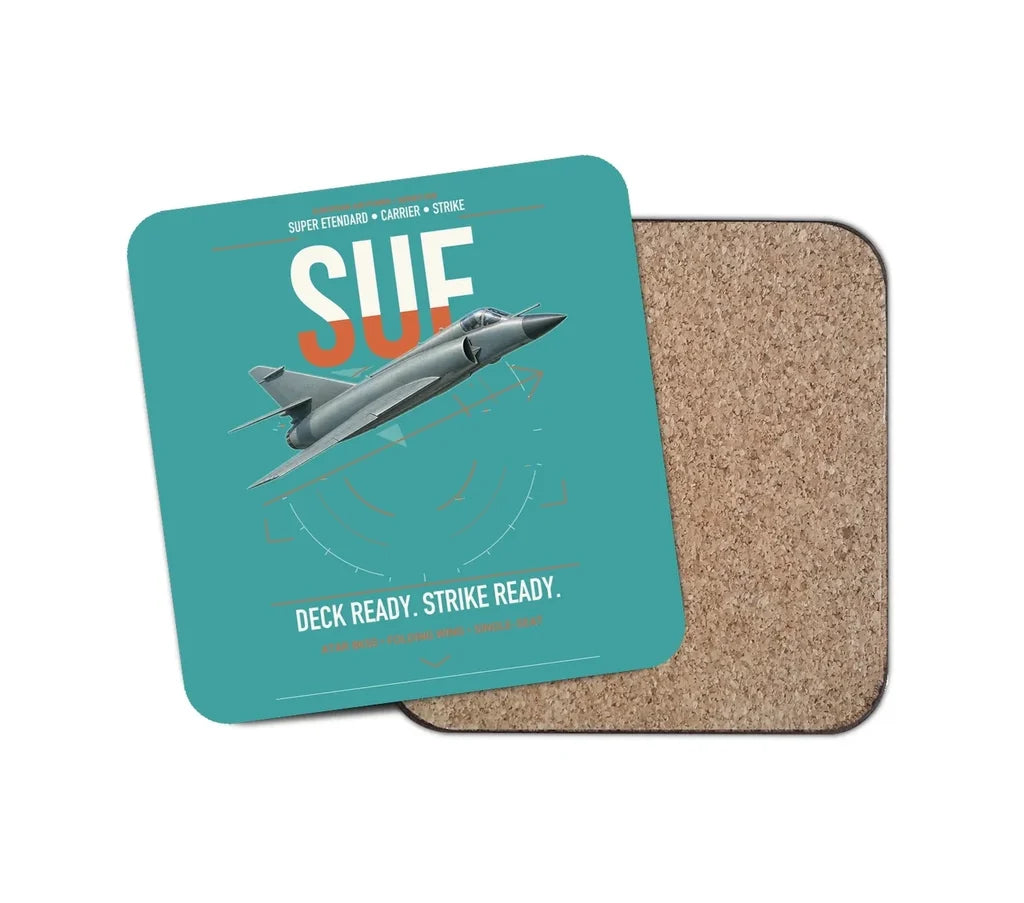 Dassault Super Étendard design on turquoise 1 piece coaster