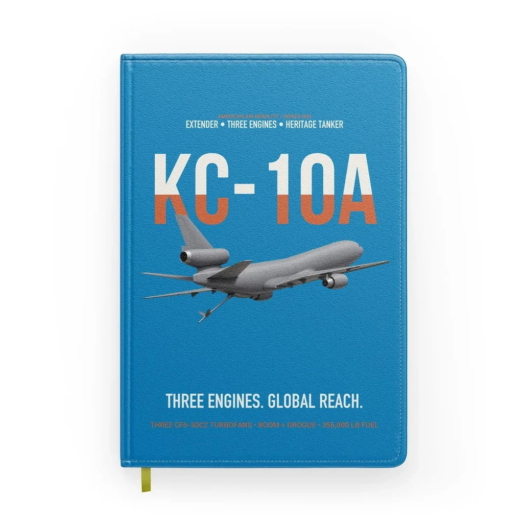 KC-10A EXTENDER design on turquoise notebook
