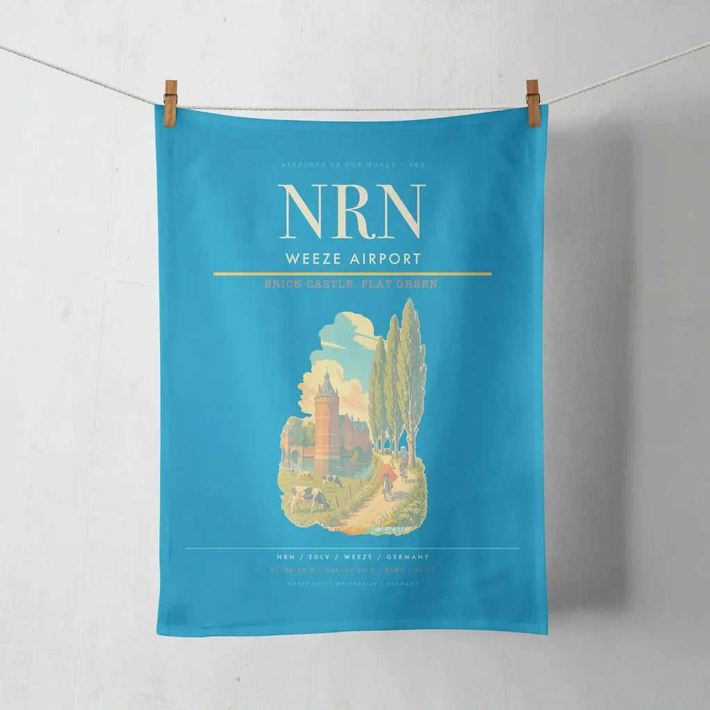 Weeze Airport (NRN) design on turquoise towel