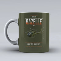 Thumbnail for Westland Gazelle AH1 design on green army ceramic mug, double-side print