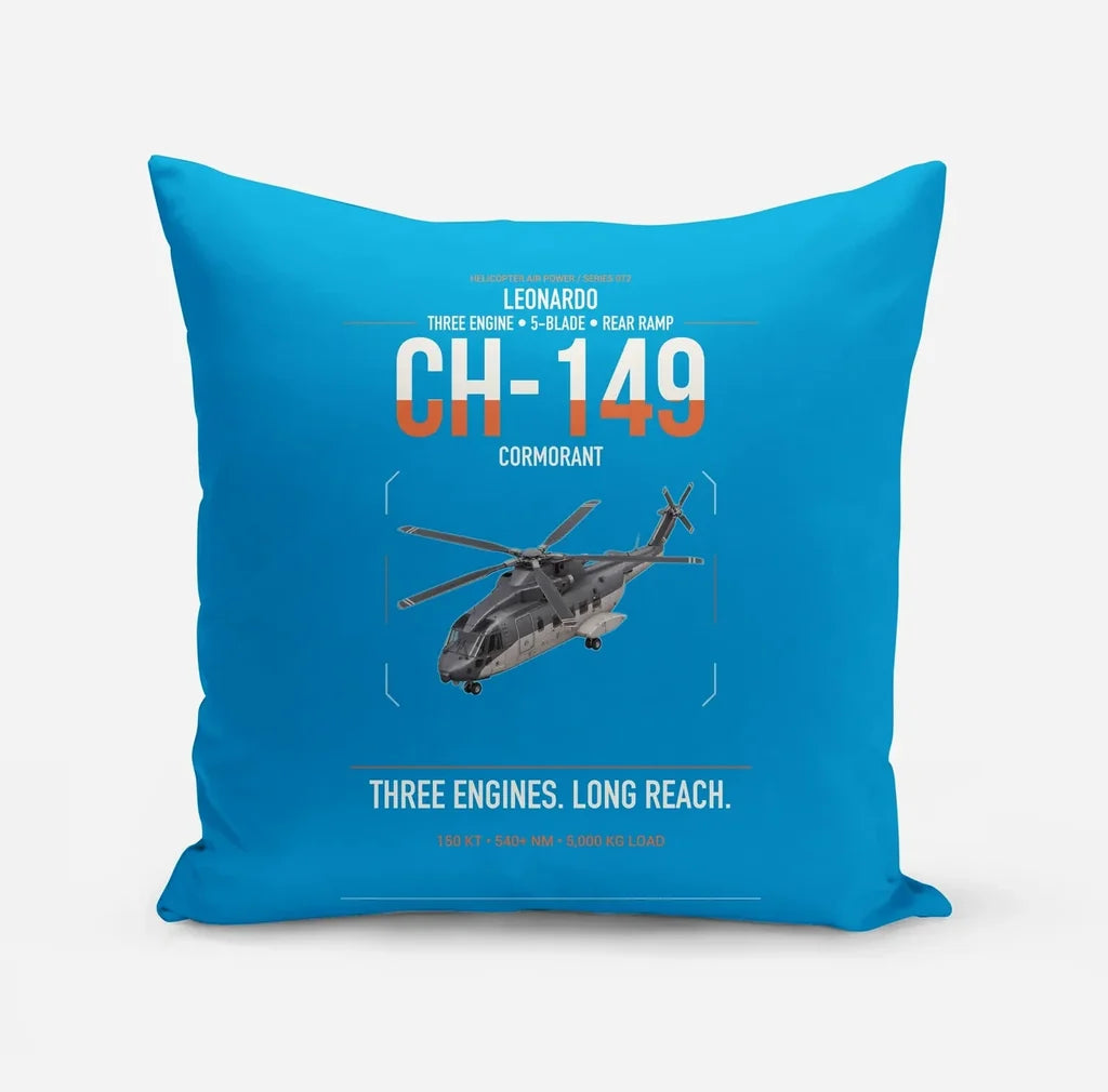 Leonardo CH-149 Cormorant design on turquoise pillow