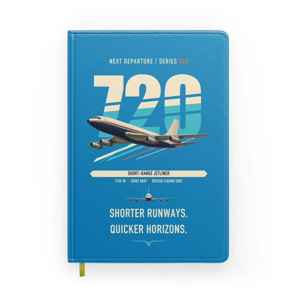 Boeing 720B design on turquoise notebook