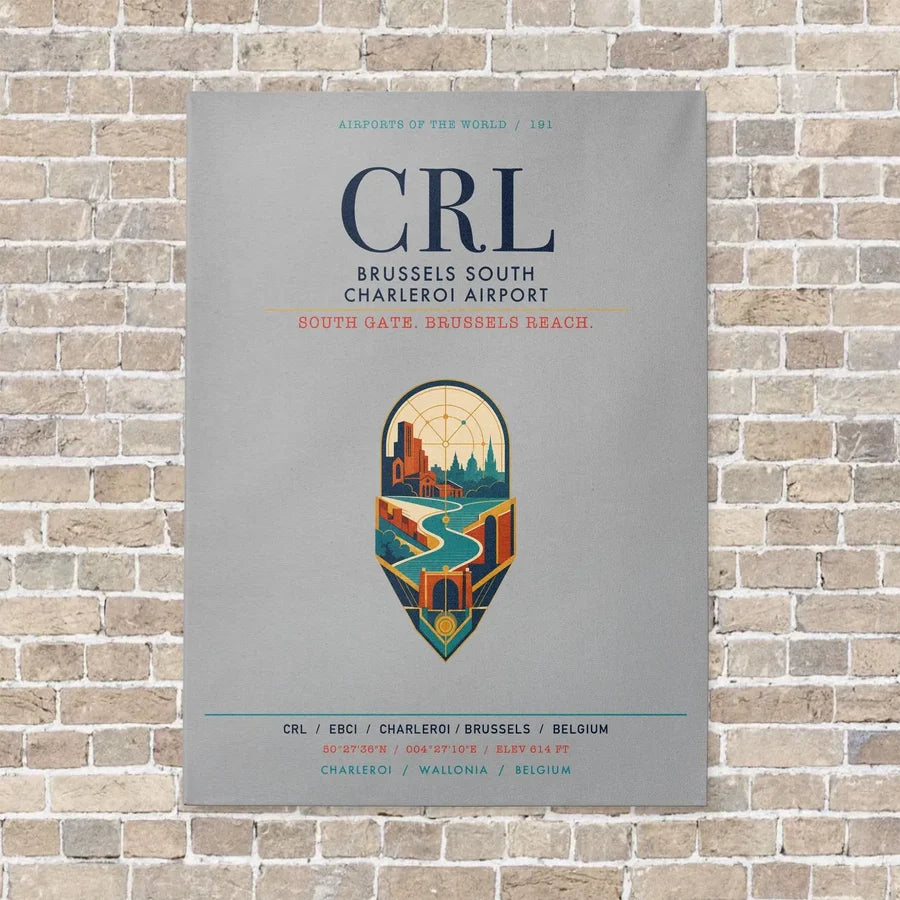 Brussels South Charleroi Airport CRL vertical canvas print - no frame - light gray background